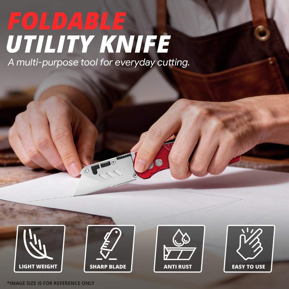 5x Quick-Change Foldable Locking Pocket Box Cutter Utility Knifes w/ 10 Blades
