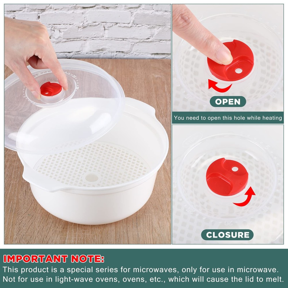 Bokon 3 Pieces Microwave Bowls with Lids Small, Medium, Large, white, red