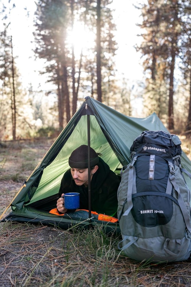 Lightweight 2-Person Camping Tent - Easy Setup A-Frame Design in Eagle Green