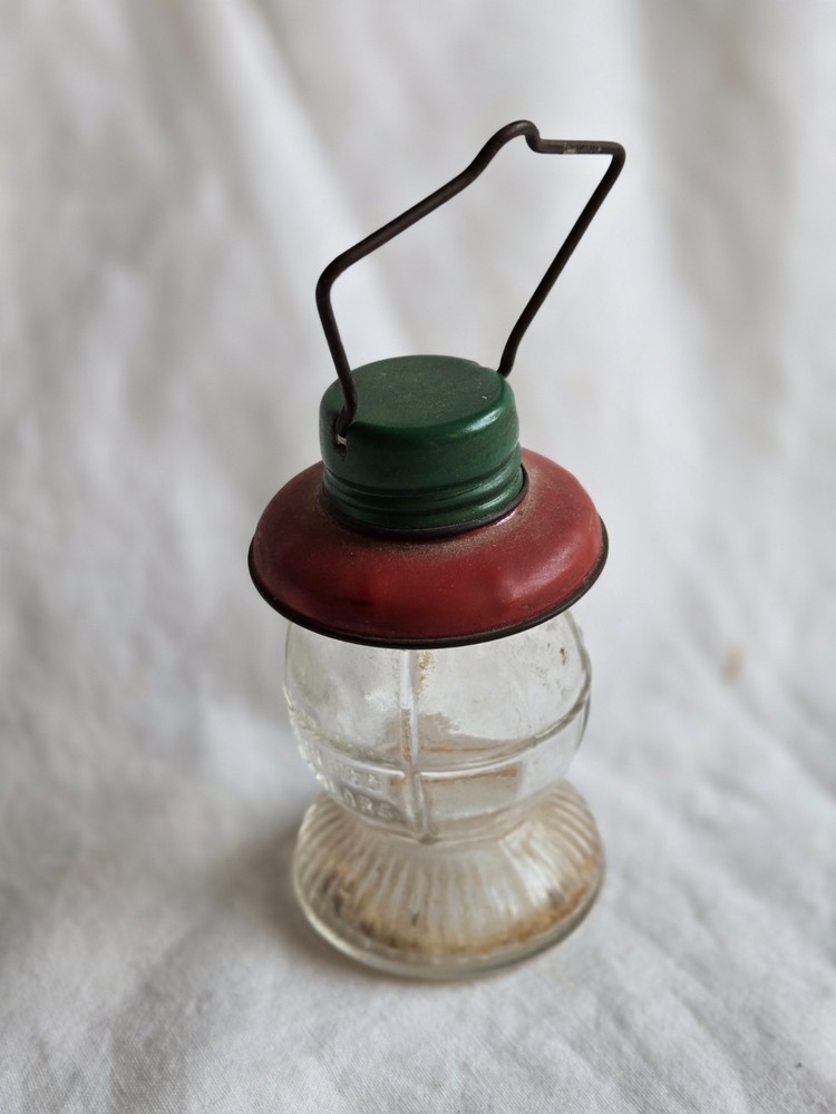 Vintage Glass Lantern Shaped Candy Container #JJ
