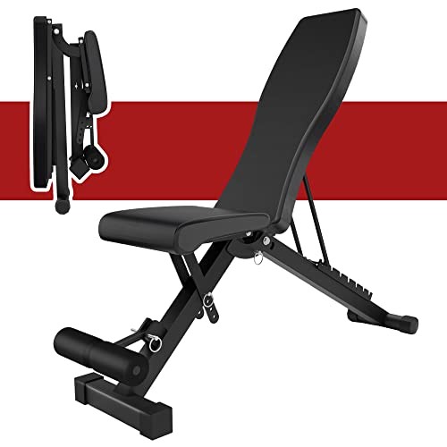 ELEVENS WEIGHT BENCH ADJUSTABLE WORKOUT BENCH FOR HOME, INCLINE BENCH - BLACK
