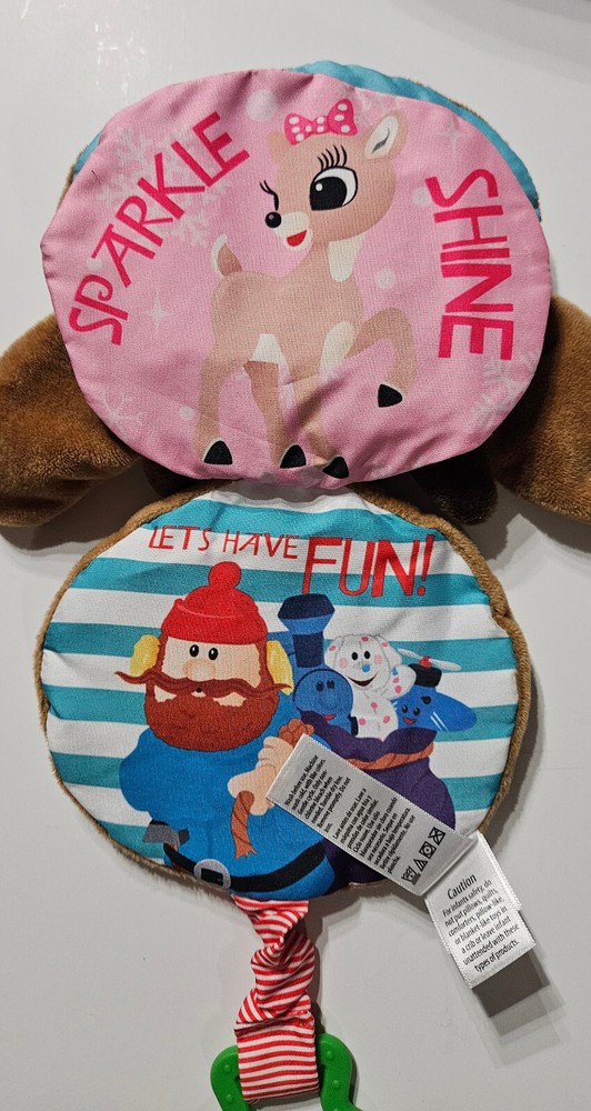 Rudolph the Red-Nosed Reindeer Plush Face Washable Crinkle Activity Book Teether