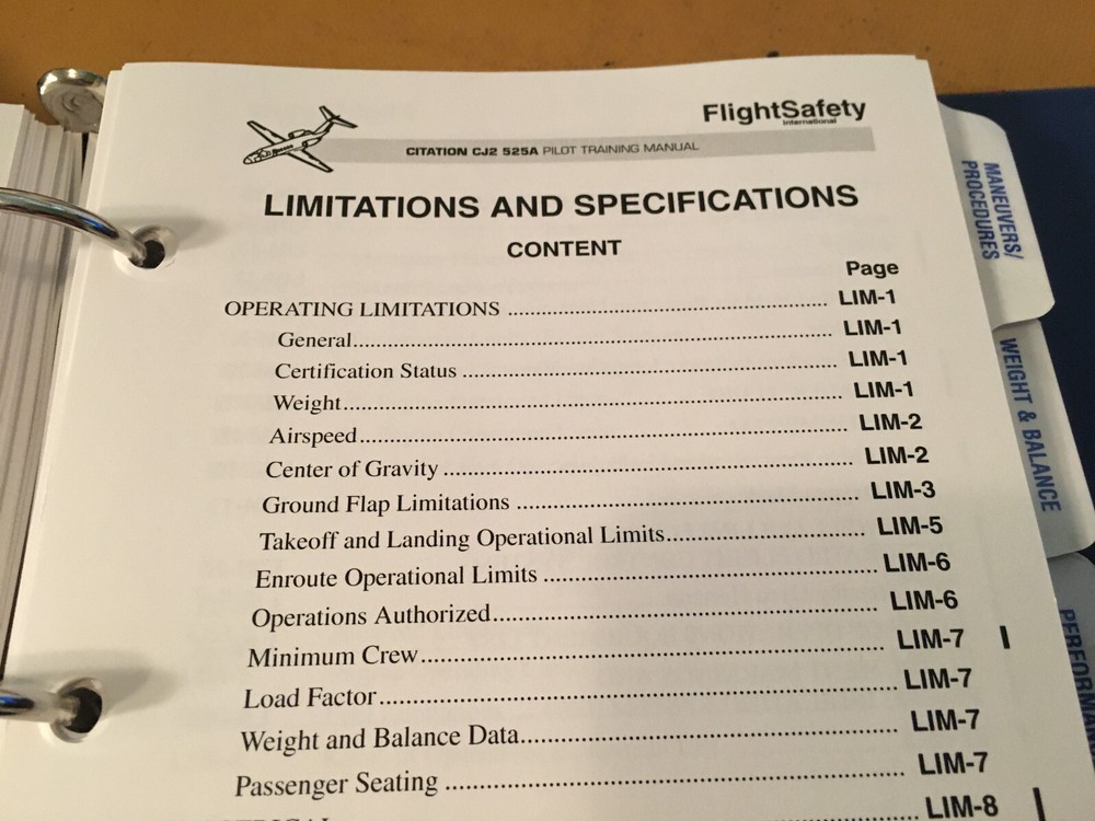 Cessna Citation CJ2 525A Pilot Training Manual, Vol. 1 Operational Information