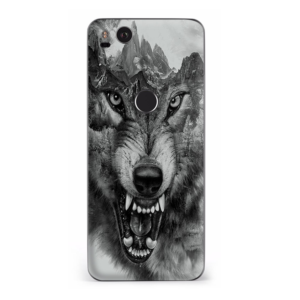 Google Pixel 2 Skins Decal Wrap Angry Wolf Growling Mountains