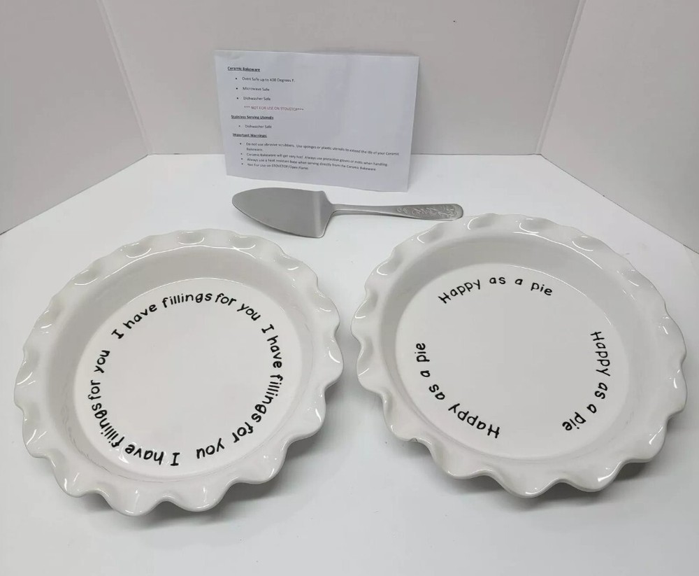 Parini White Ceramic Bakeware Pie Dish set happy as a pie dish set New INV00721