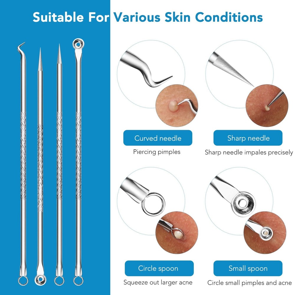 Professional Blackhead Remover Tool Kit - Acne Needle & Tweezer Extractor