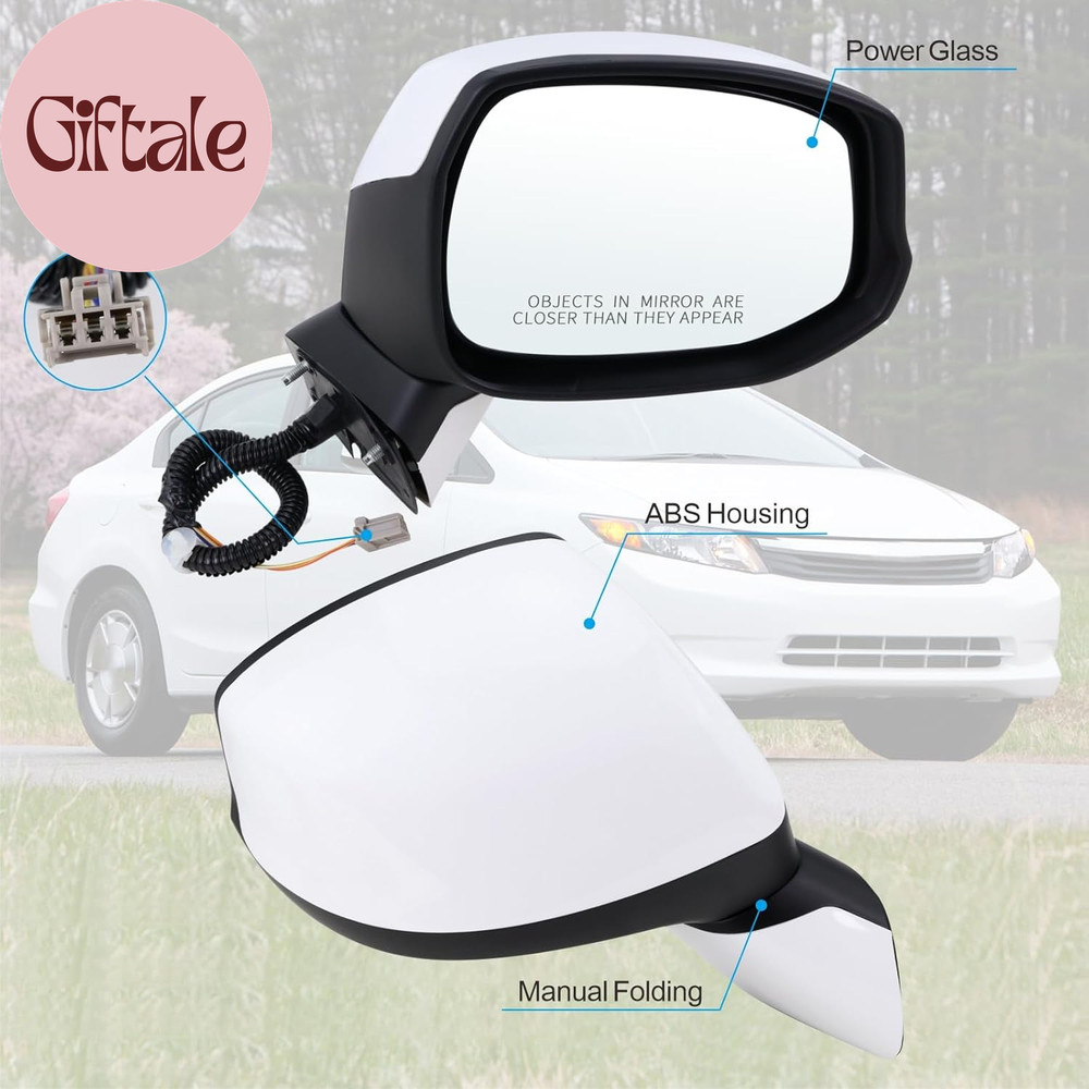 Right Passenger Side Mirror Compatible with 2012 2013 2014 2015 Honda CIVIC with
