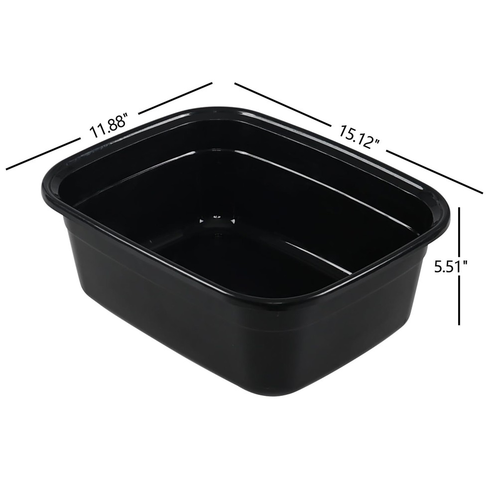 14 Quart Rectangular Plastic Washing Basins, Plastic Dishpans for Sink, Black...