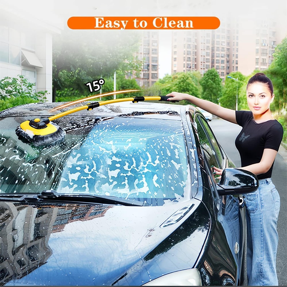 Long Handle Car Wash Mop Set with Microfiber Mitt for Scratch-Free Shine