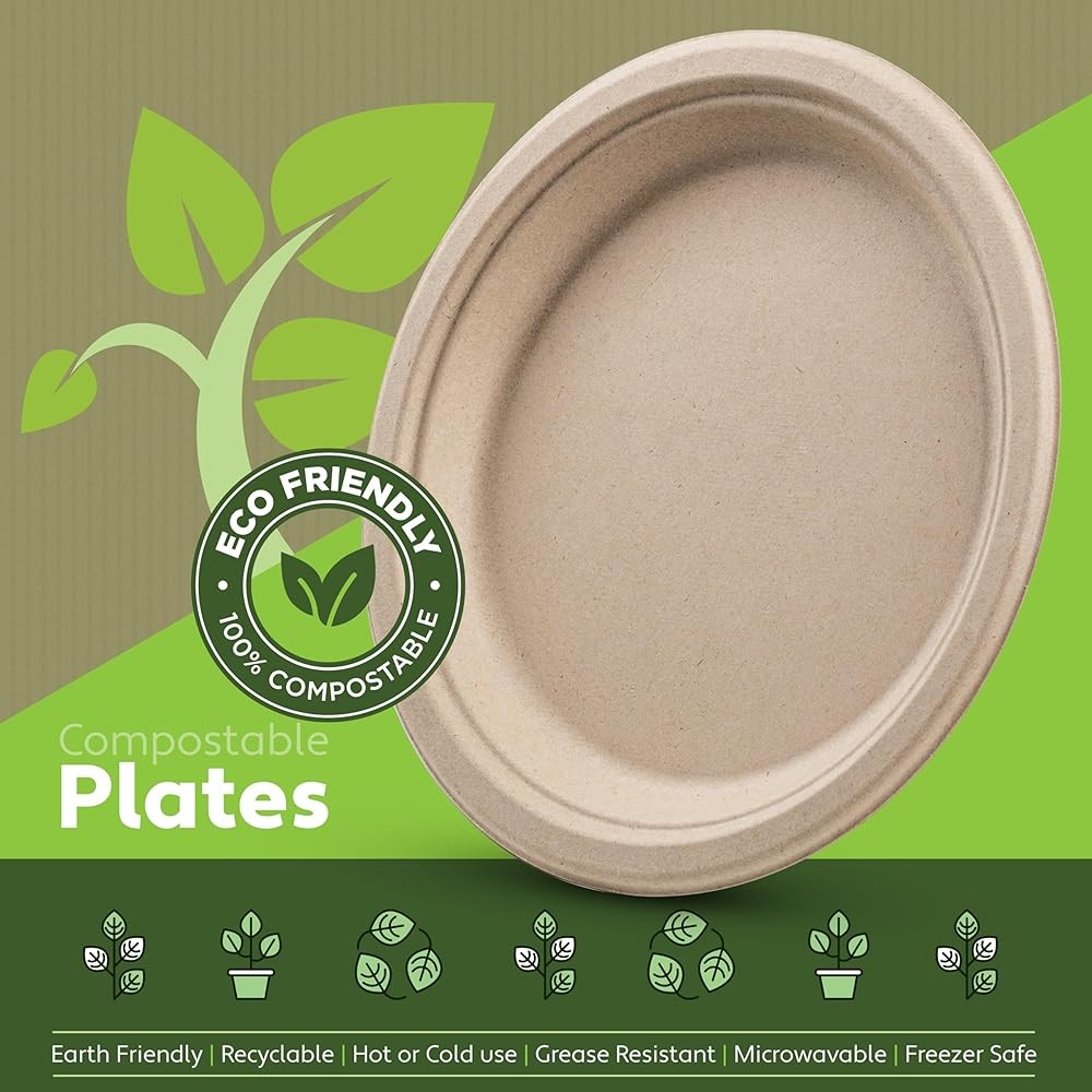 postable Paper Plates Heavy Duty - Biodegradable Disposable Plates