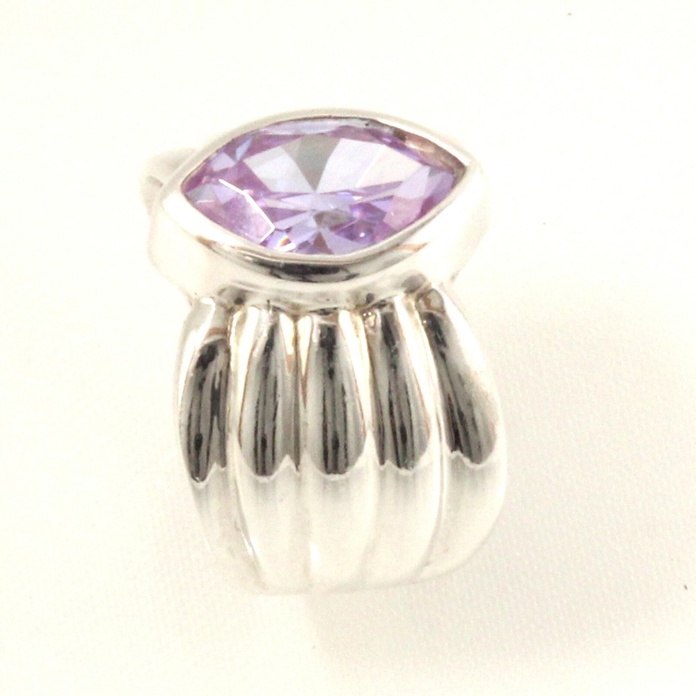 Sterling Silver Amethyst CZ Solitaire Ring