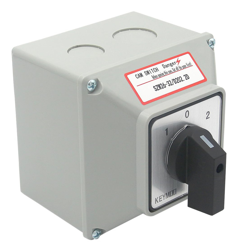32A Rotary Changeover Switch with Box, 660V 3 Position 2 Phase 8 Terminals, U...