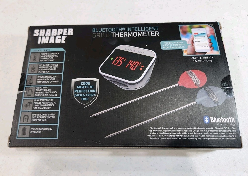 NEW Sharper Image Bluetooth Intelligent BBQ Grill Thermometer Set Open Box