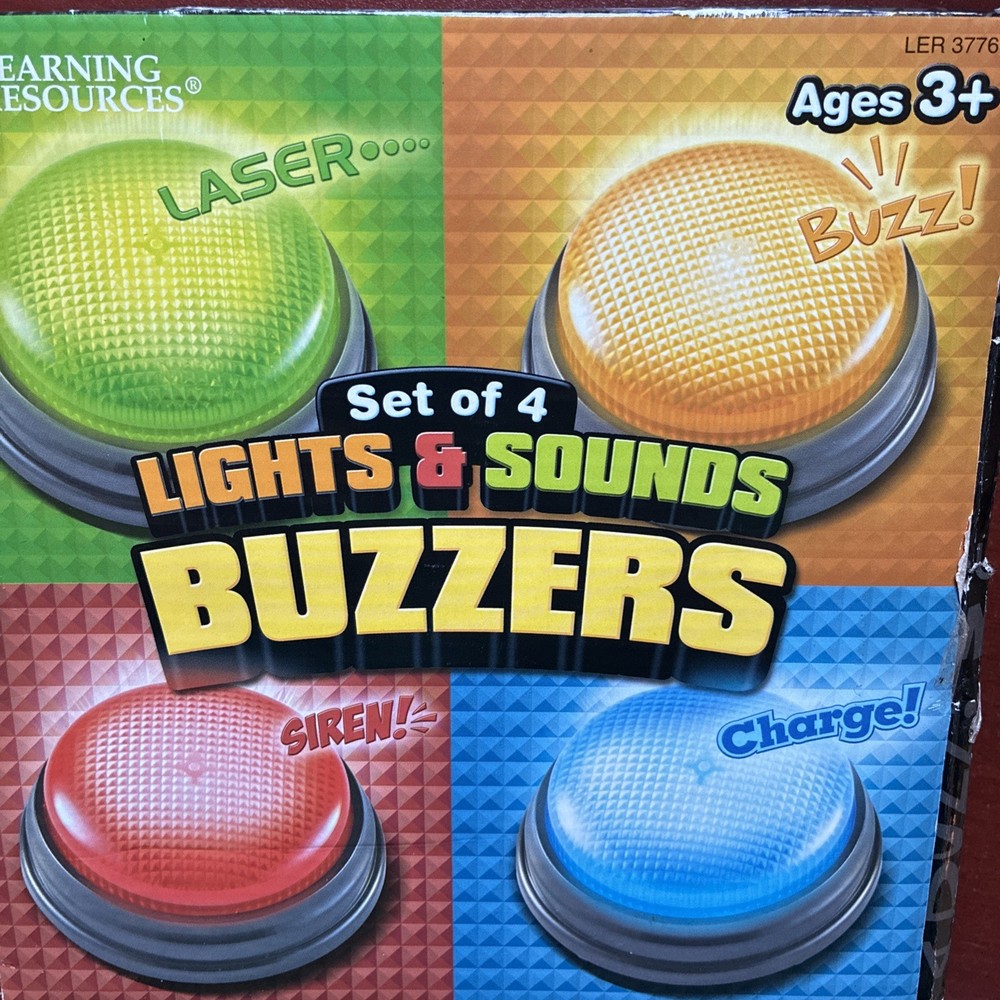 Learning Resources Lights and Sounds Buzzers Assorted Colors 4 in Set
