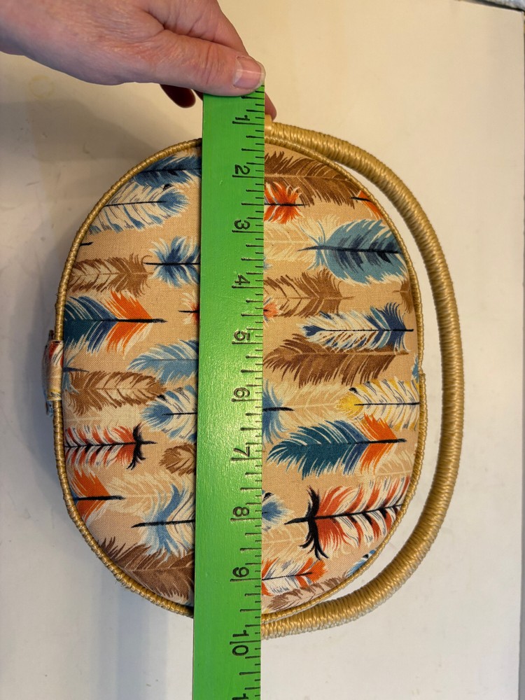 Sewing Basket Caddy Storage, Padded Feather Fabric, Tray Inside