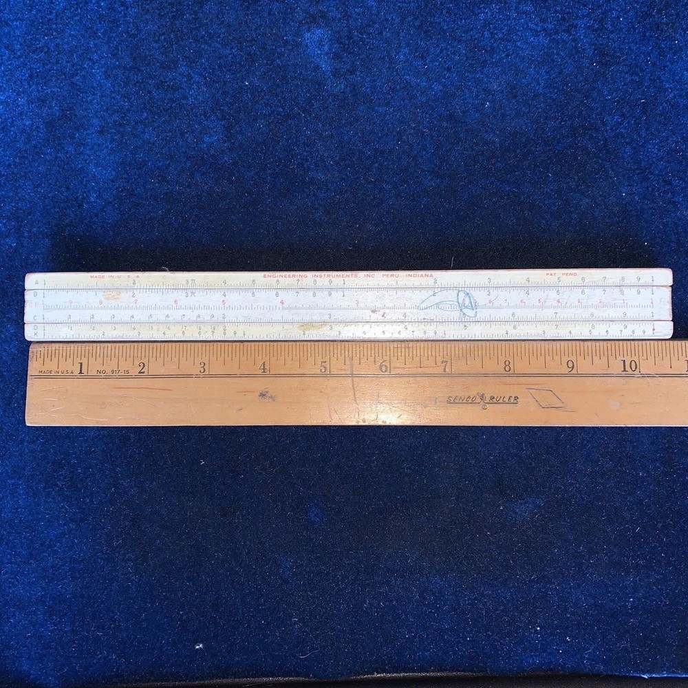 Vintage Wood Slide Rule Engineering Instruments Peru Indiana, Multi-Function