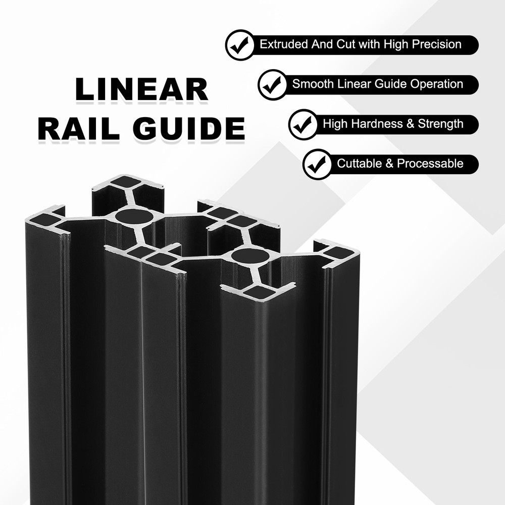 2Pcs 450mm 3030 Aluminum Extrusion Profile, Anodized Linear Rail, Black