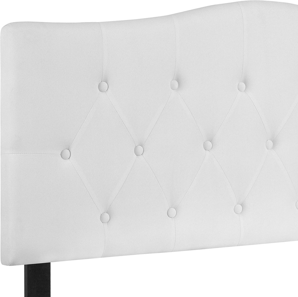 Tufted Upholstered Full Size Headboard in White Fabric