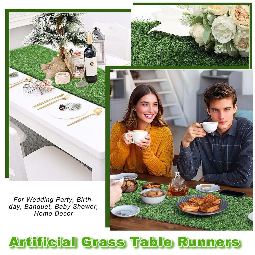 ZHOUXITU Artificial Grass Table Runner, 13 x 60 in Turf Table Runner - Realis...