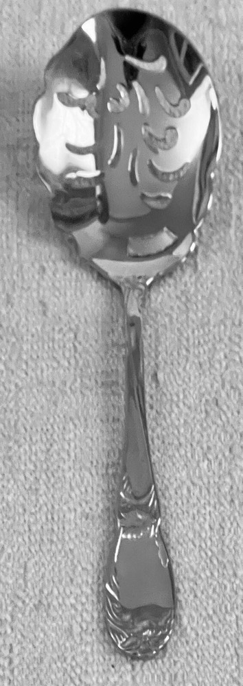 Reed & Barton LA BELLA  STAINLESS Pierced Macaroni Server Spoon 9 7/8"