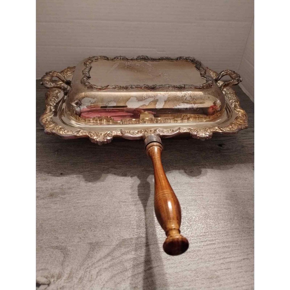 Poole OLD ENGLISH EPC #5020 Rectangular Chafing Dish Lid Burner & Stand 5 pc set