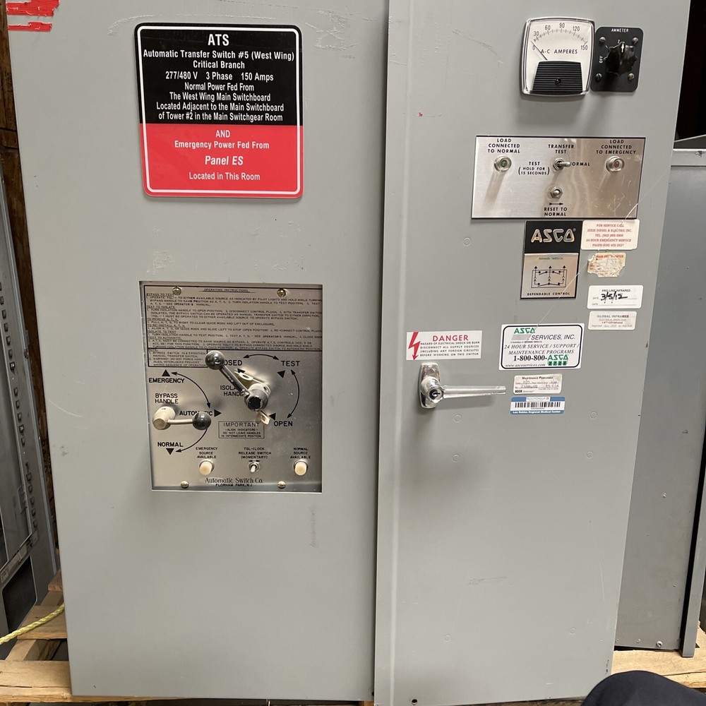 Asco 150 AMP AUTOMATIC TRANSFER SWITCH 3 POLE 277/480 V 3 phase