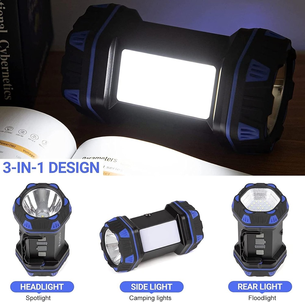 Led Camping Lantern Rechargeable, Flashlight 1500LM, 8 1PACK, Blue
