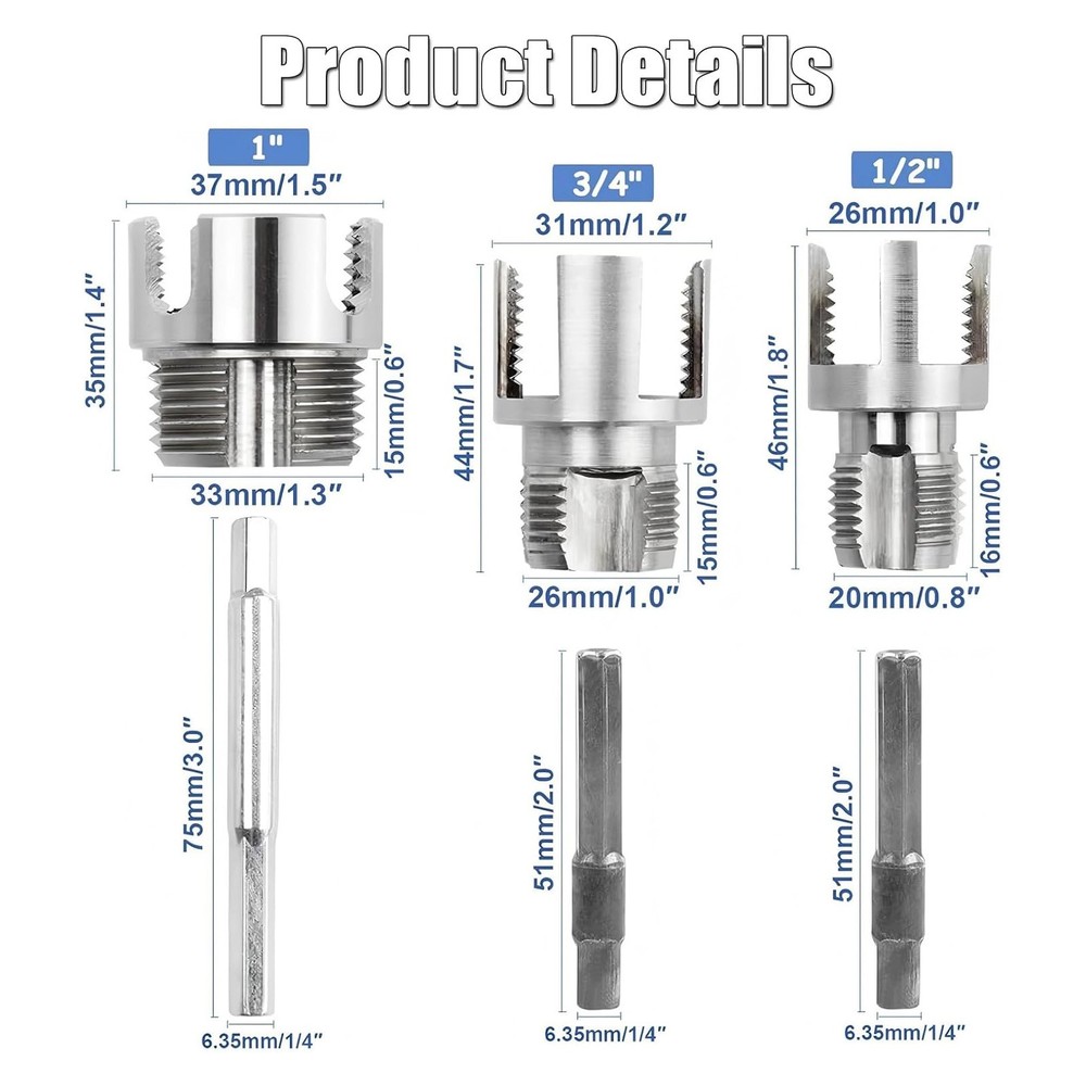 1 Inch PVC Pipe Threader Kit–Internal & External Threading Tool for Plastic Pipe