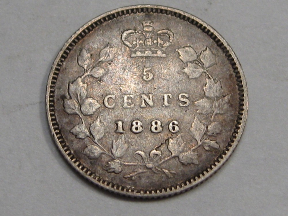 VG/F 1886 Five Cent 5¢ CANADA. #33