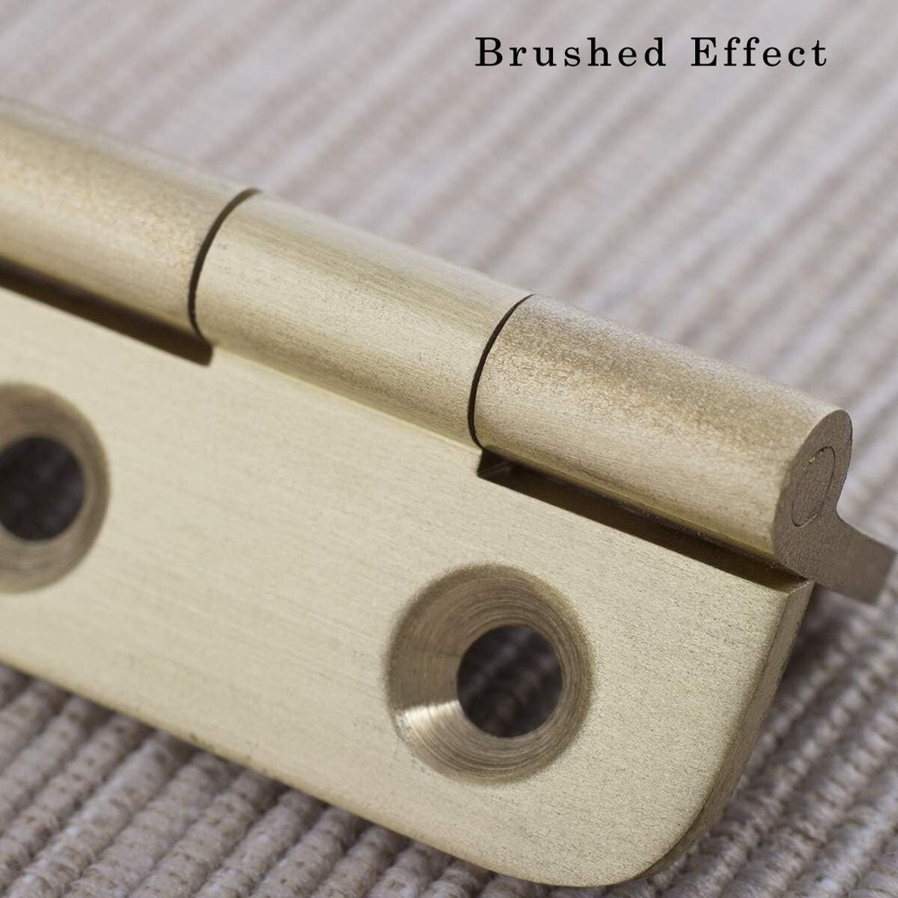 4-Pack Brushed Solid Brass Butt Hinges 2" for Cabinets and Wood Crafting