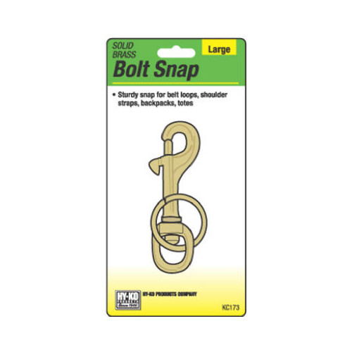 Hy-Ko KC173 Bolt Snap With Split-Ring Key Chain, Solid Brass - Quantity 5