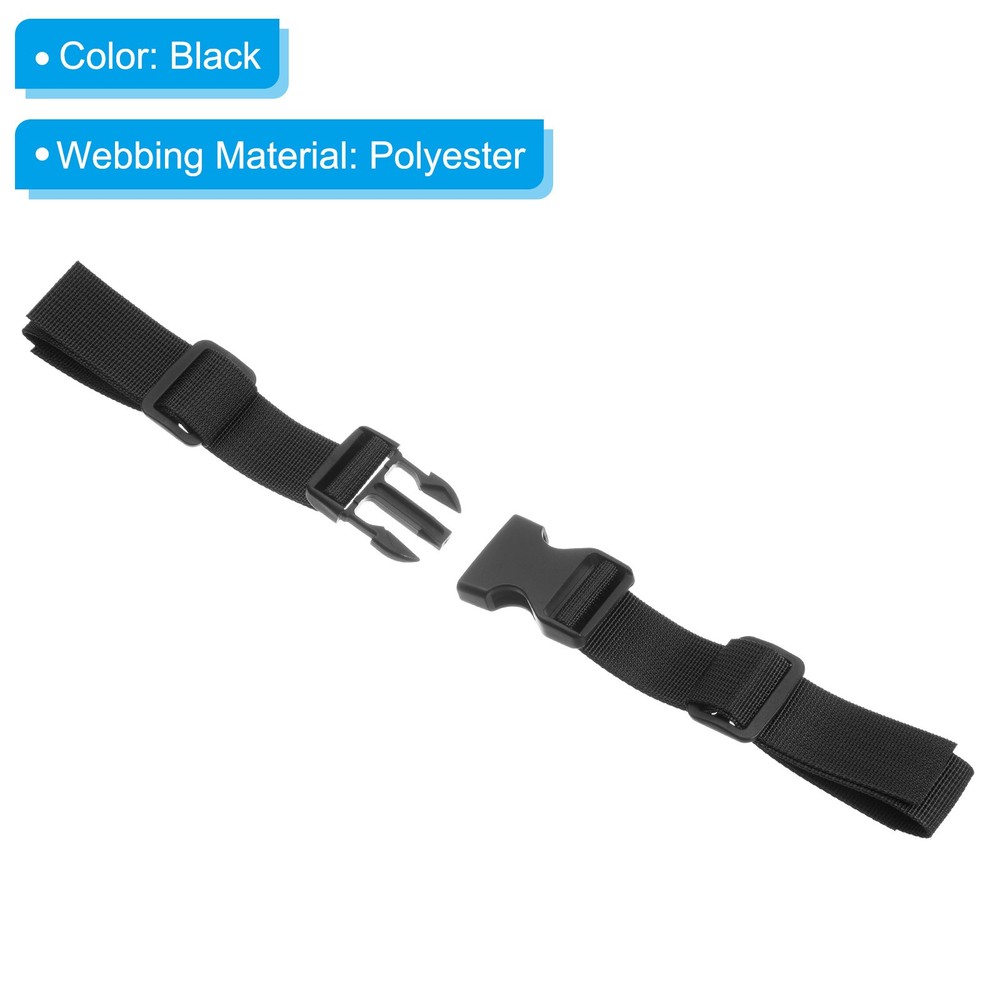 2 x Backpack Chest Strap Adjustable Strap with Quick-Release Buckle Black