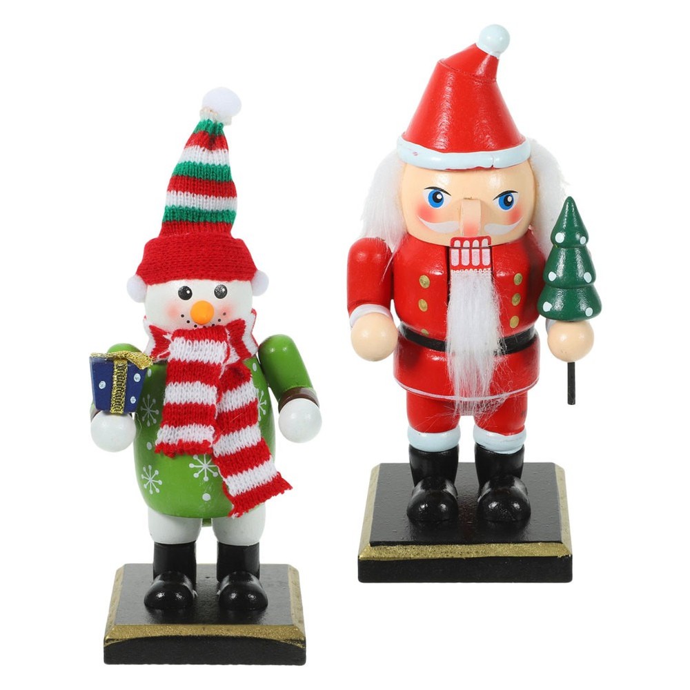 2 Pcs Mini Nutcracker Ornaments Table Decorations Craft Puppet Soldier