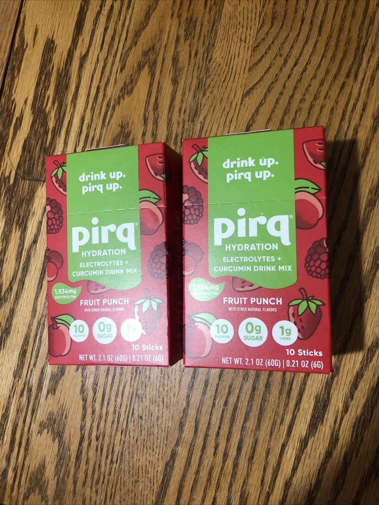 2 Boxes Pirq Hydration Fruit Punch 10 Sticks