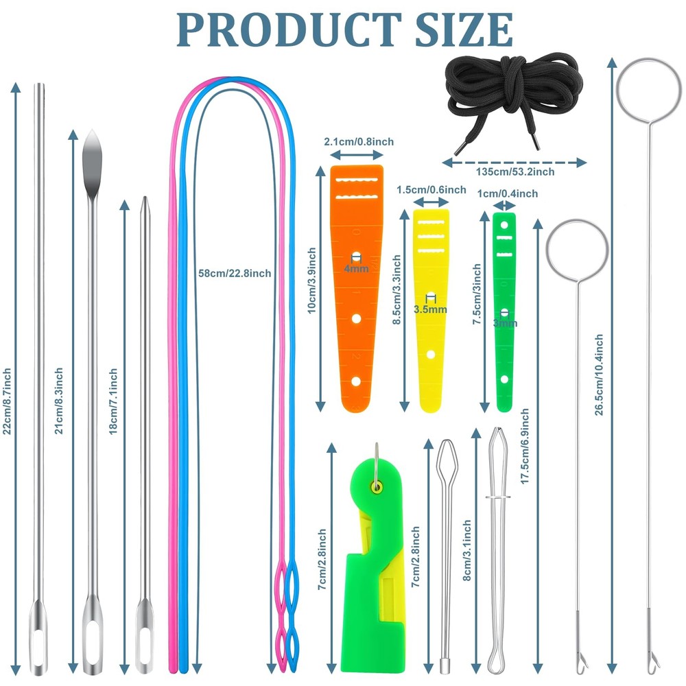 Drawstring Threader Tool Set, Stainless Steel Sewing Loop Turner Hooks with