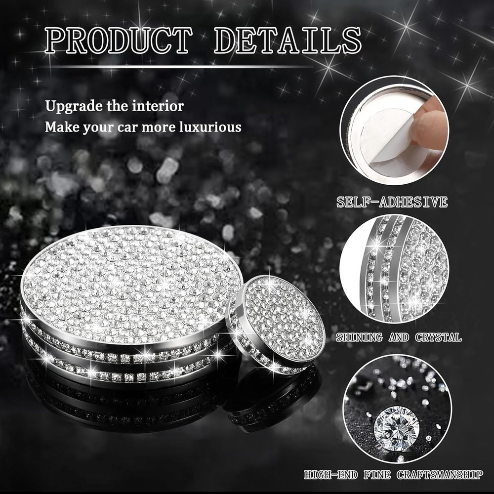 Bling Center Console Multimedia Knob Button Cover Compatible with Cadi...