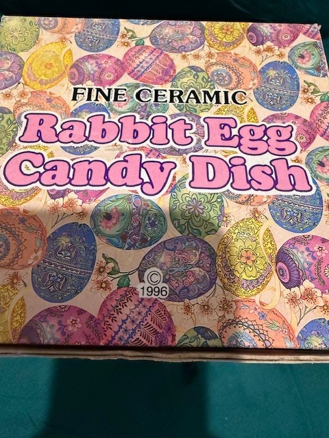 Vtg Hermitage Pottery Fine Ceramic Rabbit Egg Candy Dish NIB