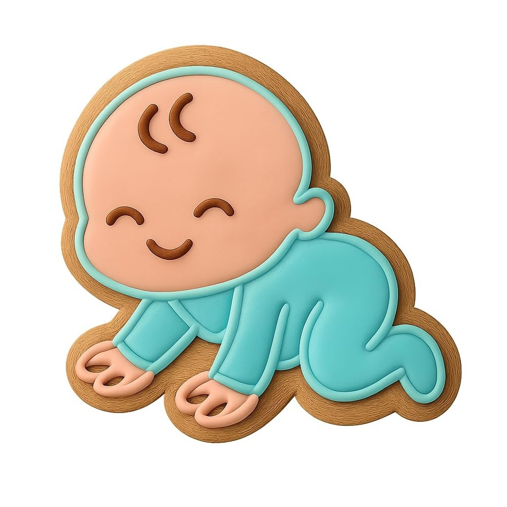 Chibi Crawling Cookie Cutter & Stamp - 4x3.5 Fun Kitchen Baking