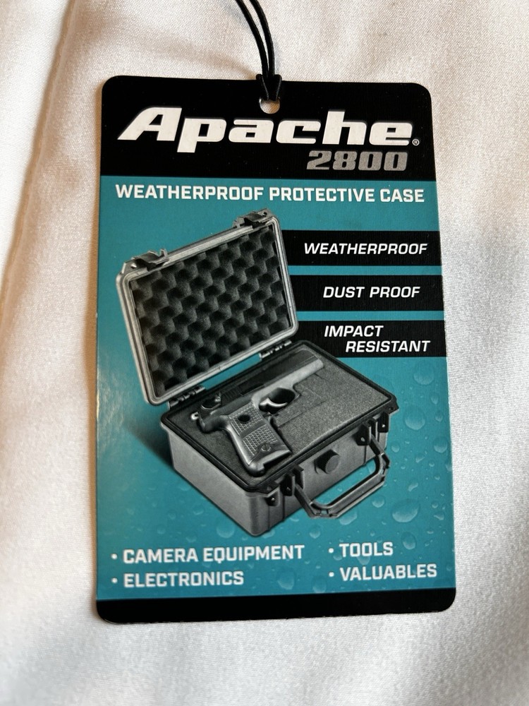 Apache 2800 Weatherproof Protective Case. Medium. BLACK. NWT. Firearms. Cameras.