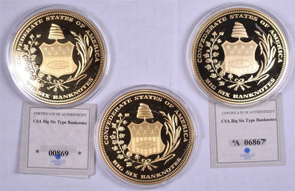 CSA Big Six Type Banknotes $10 Eagle & Shield, Montgomery Note 3 Coins, 2 w/COA