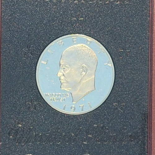 1971s Eisenhower Silver Dollar, US Mint in Brown Box, Uncirculated! 40% Silver