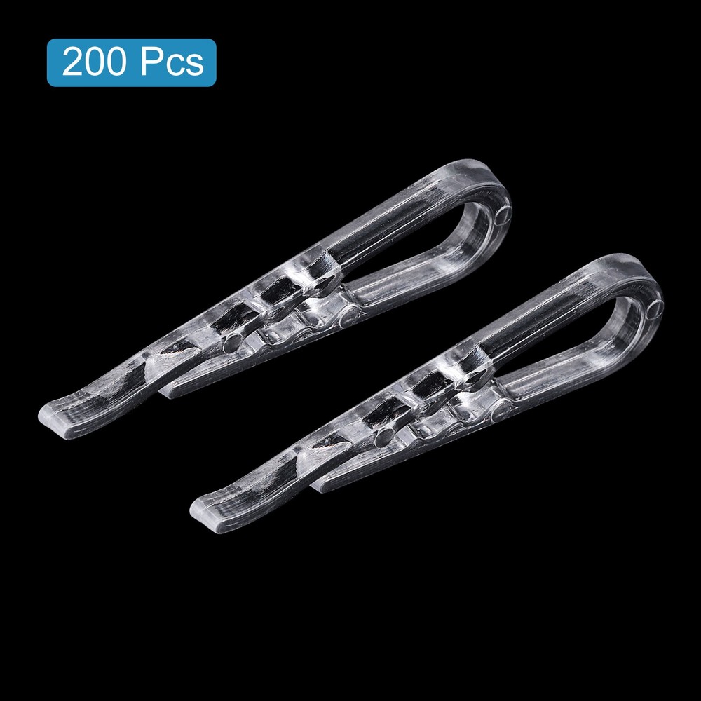 200pcs Durable Plastic Alligator Clip,1.97" Clear U Shape with Teeth