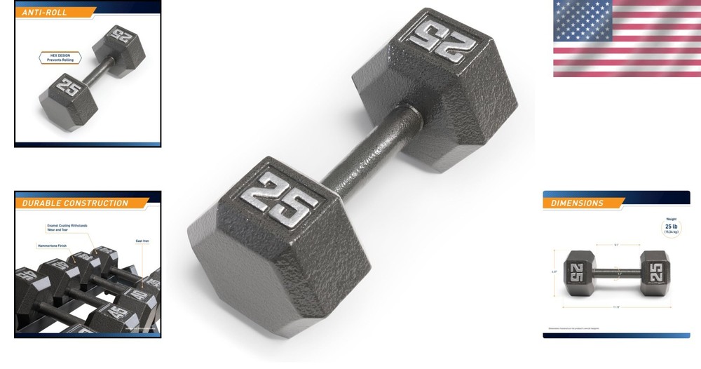 Hex Dumbbell Collection - 3-100 lb Options-