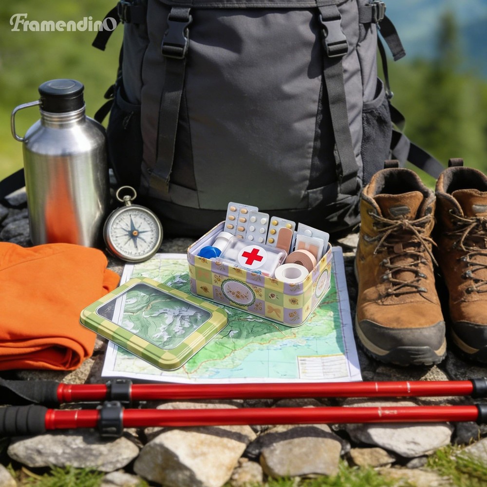 Framendino, 6 Pack Metal Rectangular Tin Boxes Containers Floral Tinplate Org...