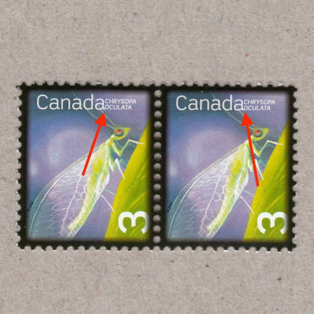 ERROR = NO SPACE BETWEEN WORDS = Pair = insects Canada 2007 #2235a MNH [ec99]