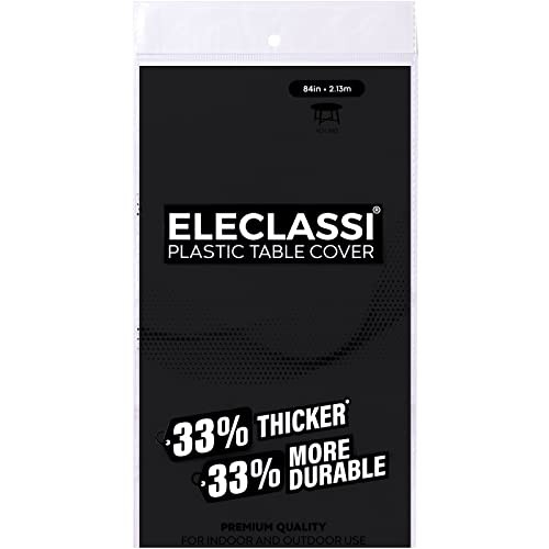 6 Pack Premium Round Disposable Plastic Tablecloth - 84 Round - 6 Pack Black