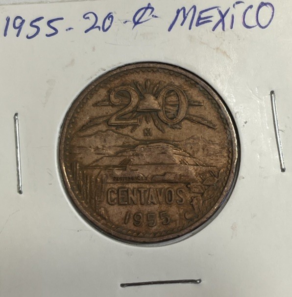 1955 Small Eagle Mexico 20 Centavos Type 1