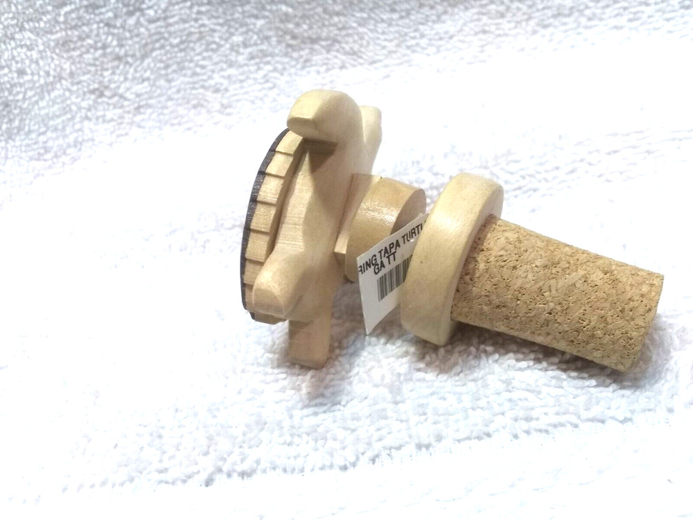 Wine Cork With Spring Turtle Hand Painted Great Vintage Condition