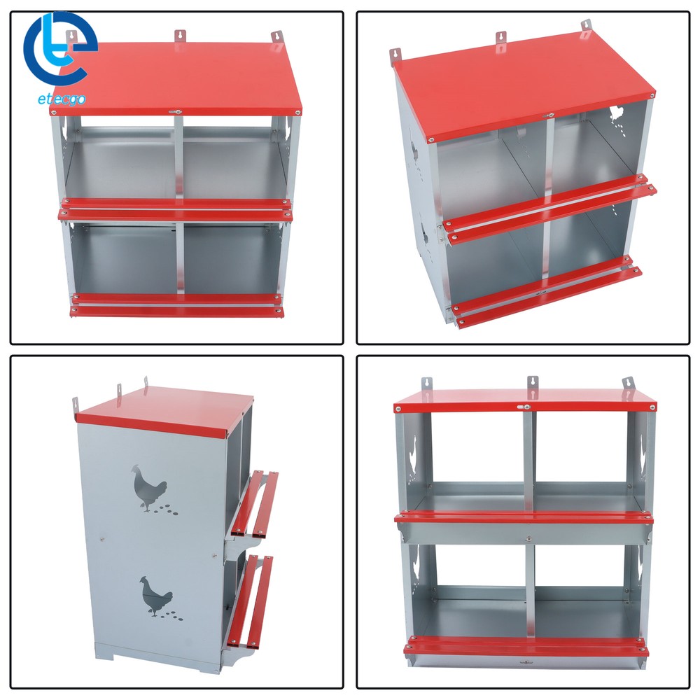 Chicken Nesting Boxes 4 Hole Metal Chicken Egg Laying Box Rollout Egg Collection