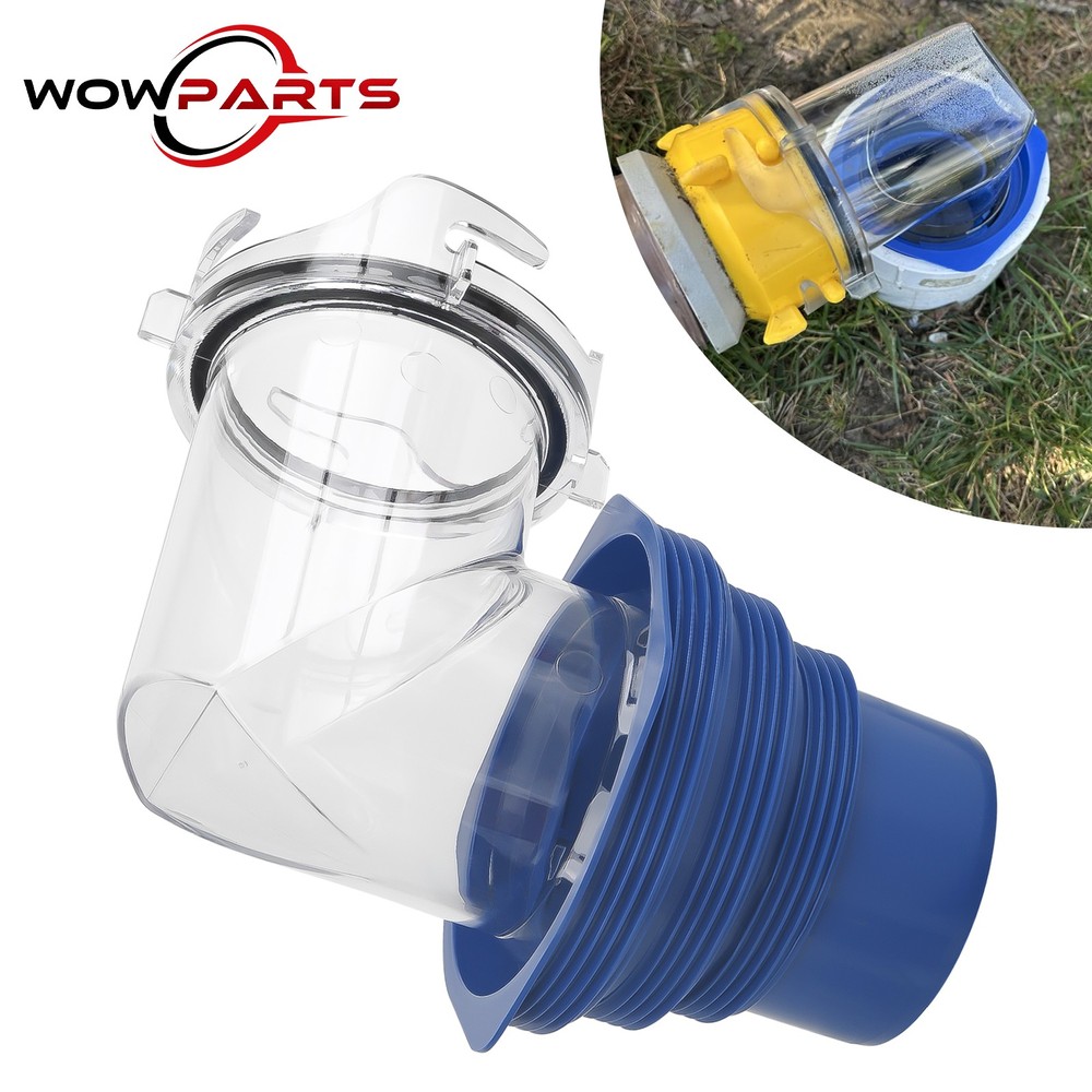 90° Clear RV Sewer Hose Elbow w/ 4-in-1  Fittings Adapter for 3" Campers Travel